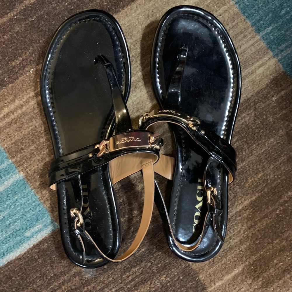 Black Coach flat sandal
